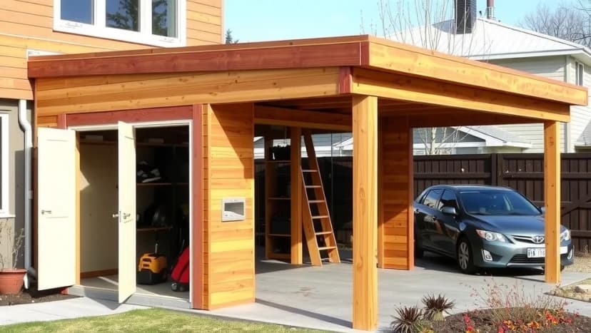 Carport med förråd för hemmet och trädgården